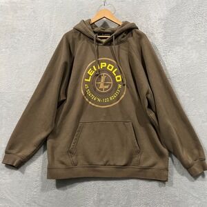 Leupold Scopes Hoodie Mens XL Brown Sweatshirt Rifle‎ Gun Deer Hunting Sweater